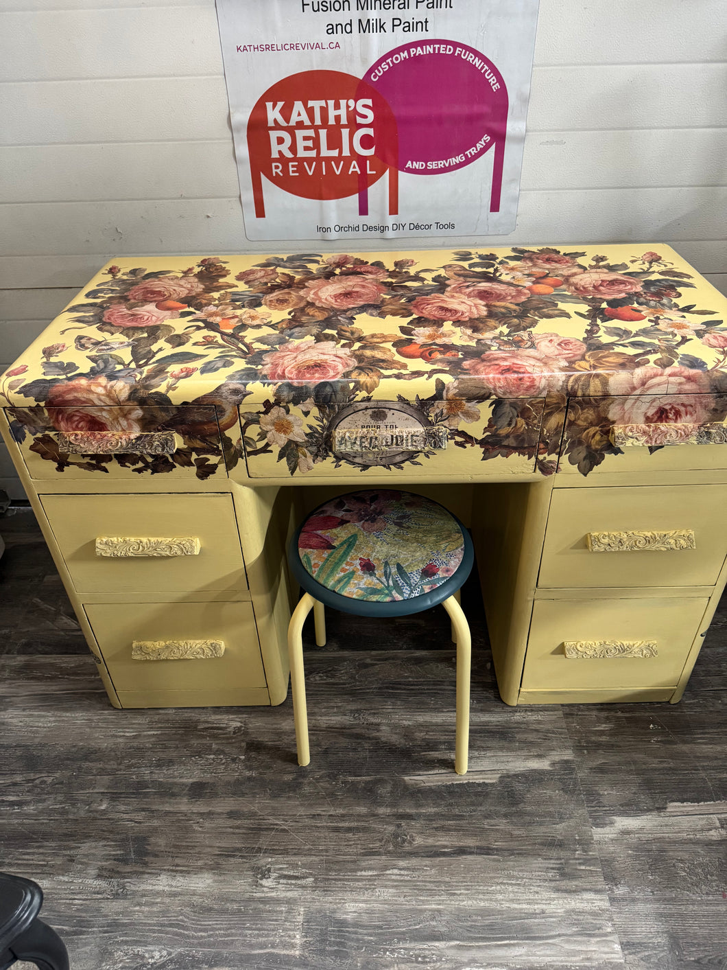 Vintage Desk + Stool