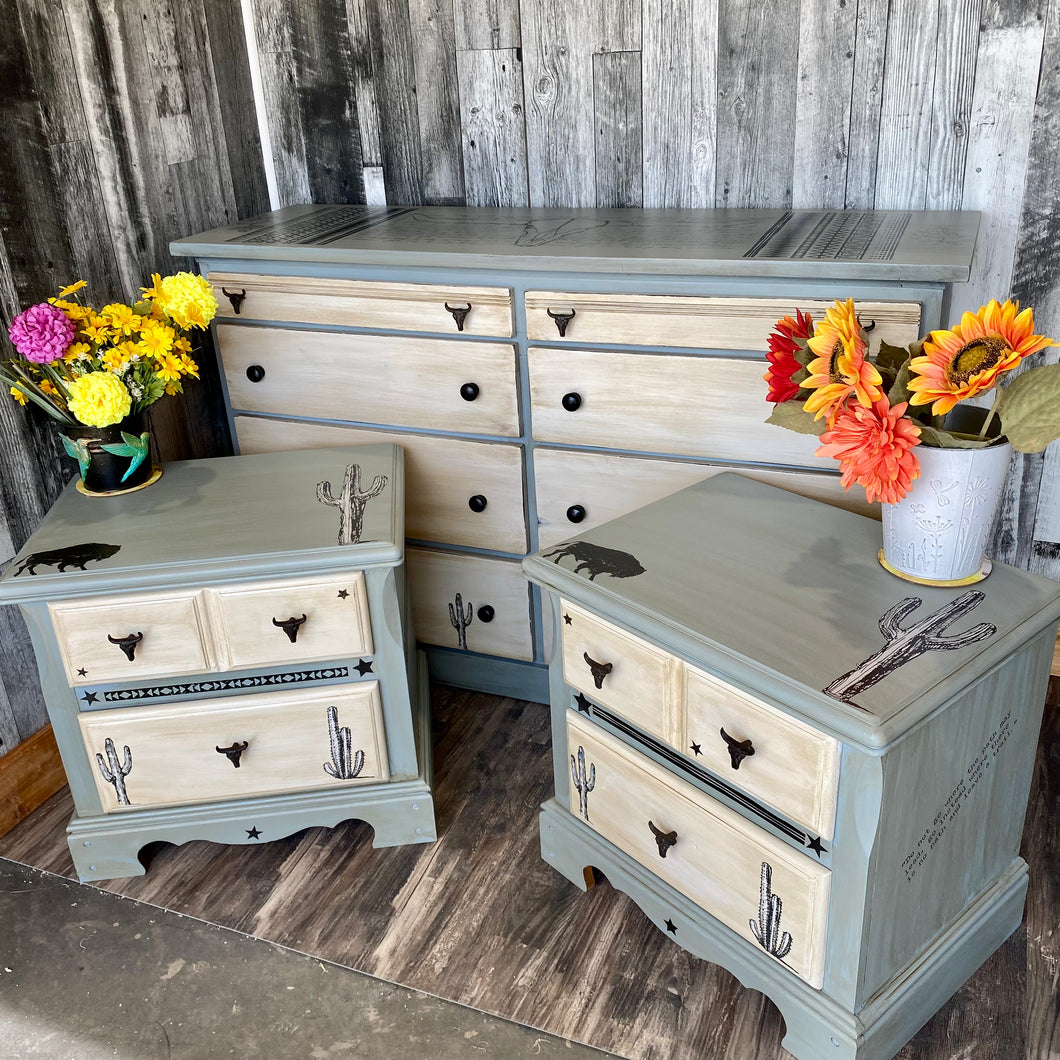 Southwestern Style Dresser and Bedside Tables