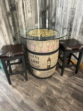 Load image into Gallery viewer, Wine Barrel Table and 4 Stools
