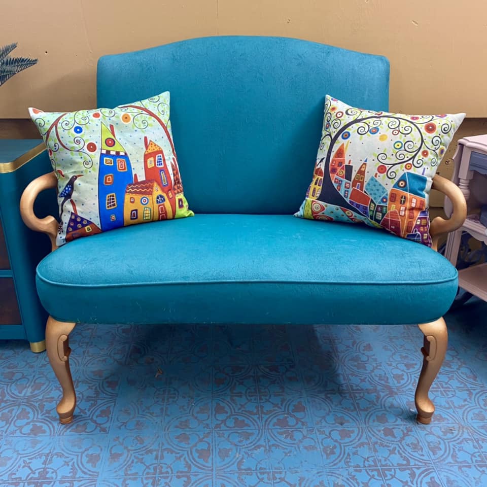 Painted Fabric Settee